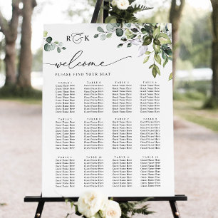 Monogram Eucalyptus Greenery Bröllop-sätesdiagram Poster