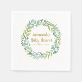Monogram Eucalyptus Greenery WAN Baby Shower Pappersservett