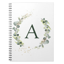 Monogram Eucalyptus Grönt Vit botanik Anteckningsbok