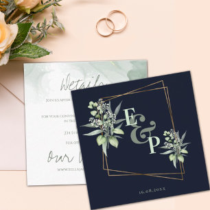 Monogram Eucalyptus Löv Cute Greenery Bröllop E Tilläggskort