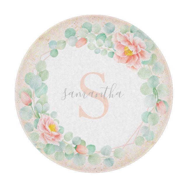 Monogram Eucalyptus Löv Peony Blommigt Peach (Framsidan)