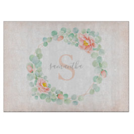 Monogram Eucalyptus Löv Peony Blommigt Peach Sage