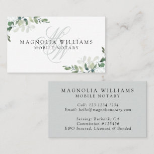 Monogram Eucalyptus Mobile Notary Visitkort