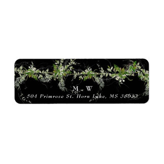 Monogram Eucalyptus WAN Premium Black Kuvert Returadress Etikett