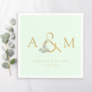 Monogram, eukalyptus Ampersand, Grönt och Guld Pappersservett