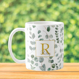 Monogram Eukalyptus Mönster Kaffemugg