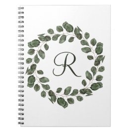 Monogram Eukalyptusblad Elegant Modern Anteckningsbok