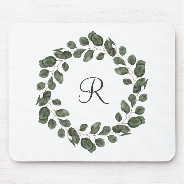 Monogram Eukalyptusblad Elegant Modern  Musmatta (Framsidan)