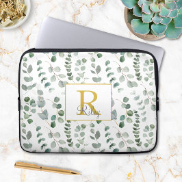 Monogram Eukalyptusbladsmönster Laptop Fodral