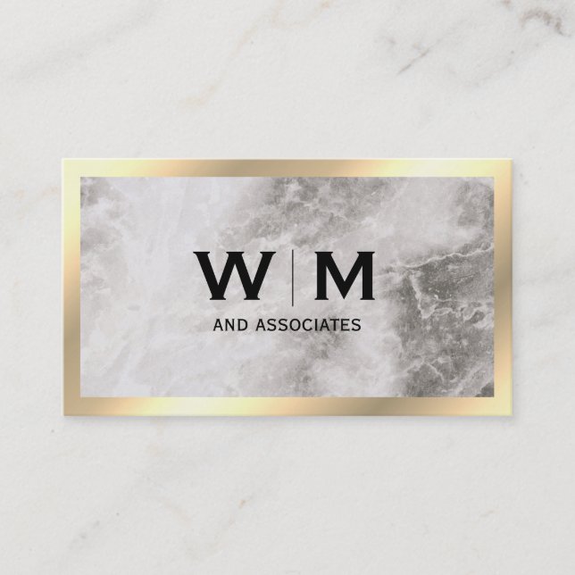 Monogram | Executive Guld Gräns Marble Visitkort (Framsida)