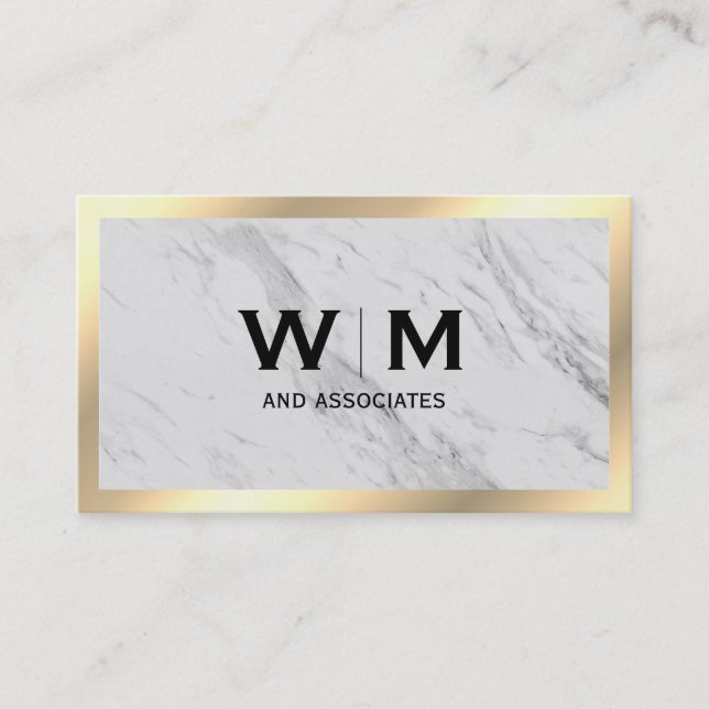 Monogram Executive Guld Ram Marble Visitkort (Framsida)