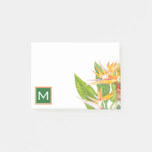 Monogram Exotiska blommor Vattenfärg Post-it Block