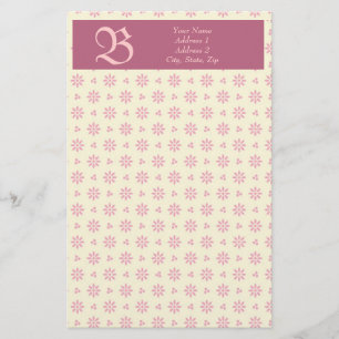 Monogram Eyelet Ecru & Rosa Stationery Brevpapper