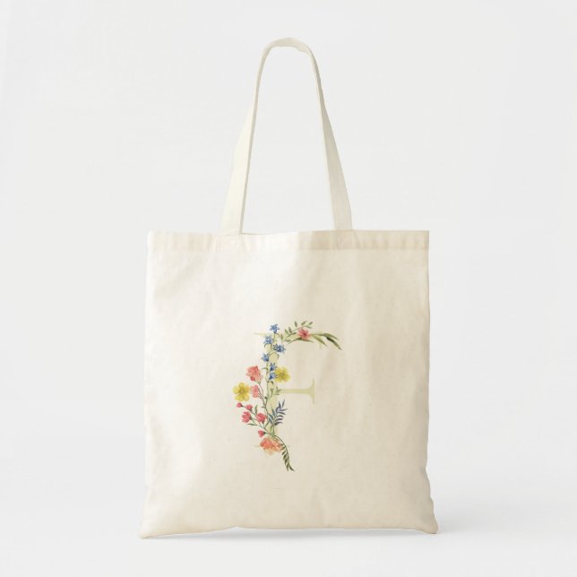 monogram F bröllop vilda blommor brudskåp Tygkasse (Framsidan)