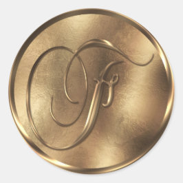 Monogram F Bronze Wedding Investigation Helgdag Runt Klistermärke