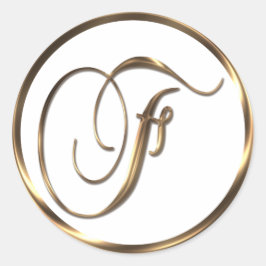 Monogram F Faux Bronze Runt Klistermärke