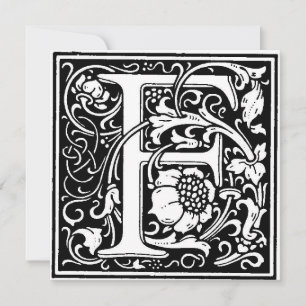 Monogram F Initial Black and White Blommönster