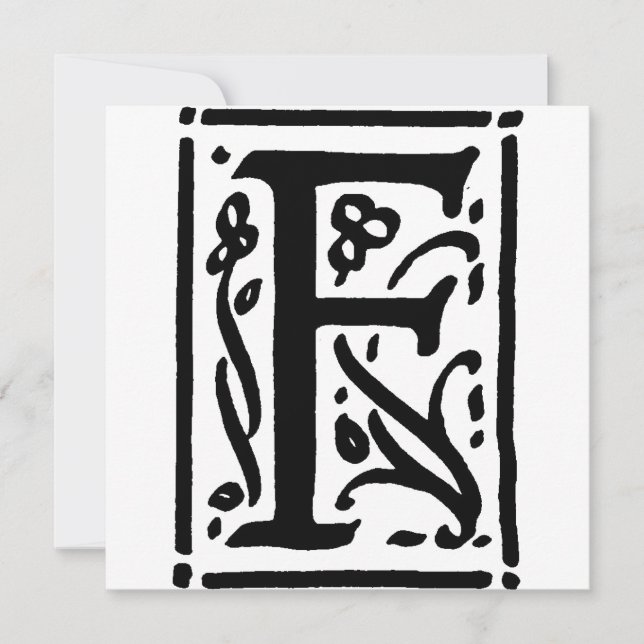 Monogram F Initial Black and White Blommönster (Framsida)