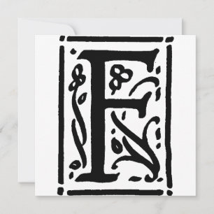 Monogram F Initial Black and White Blommönster