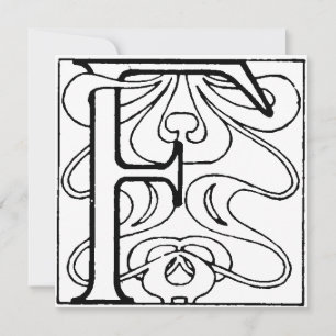 Monogram F. Initial svart och vit Blommigt Art Dec