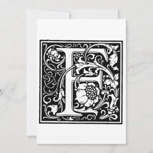 Monogram F Inledande notering för svartvitt Julkort