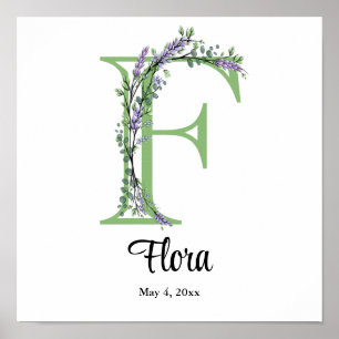 Monogram F Lavendel Eukalyptus Affisch
