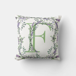 Monogram F Lavender Eucalyptus Kudde