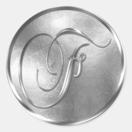 Monogram F NONMETALLIC Silver kuvertförsegling Runt Klistermärke
