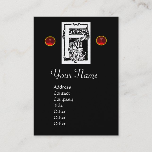 MONOGRAM F, RUBY Pearl Papper Visitkort (Framsida)