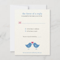 Monogram Fåglar Bröllop RSVP/Svars Kort