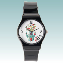 Monogram, Fairytale Cottage Black Silicone Strap Armbandsur