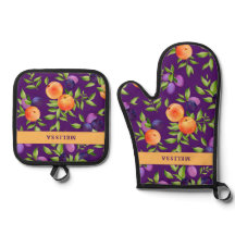 Monogram Fall Peache Plum Lila Grönt Cute Frukt