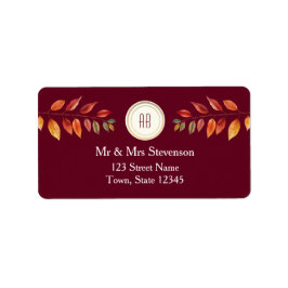 Monogram Fall Wedding Return Address Adressetikett