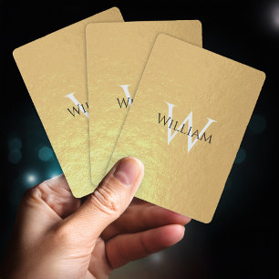 Monogram Falsk Guld Folie Anpassat Namn Initial Mo Casinokort