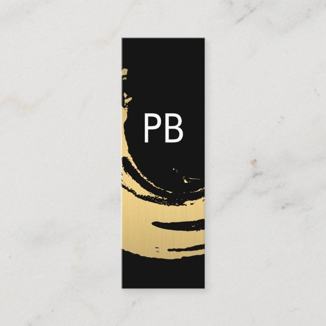 Monogram Falskt Guld Borstat Mini Visitkort (Framsida)