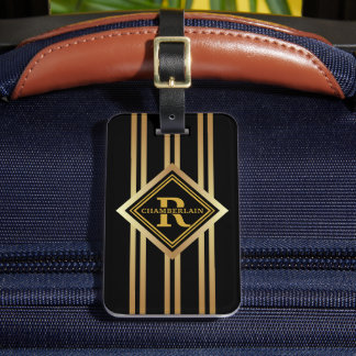 Monogram Falskt Guld Geometrisk SVART Bagagebricka