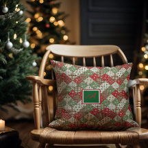 Monogram familj jul patchwork Grön Röd
