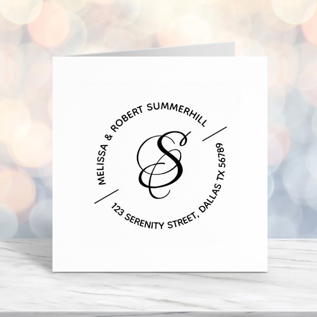 Monogram Familj, par runda Adress Självfärgande Stämpel (Skapare uppladdad)