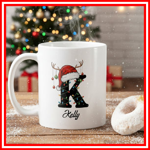 Monogram Familje jul Antlers Tomte Hatt FOTO Kaffemugg