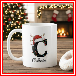 Monogram Familje jul Antlers Tomte Hatt FOTO Kaffemugg