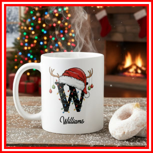 Monogram Familje jul Antlers Tomte Hatt FOTO Kaffemugg