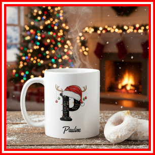 Monogram Familje jul Antlers Tomte Hatt FOTO Kaffemugg