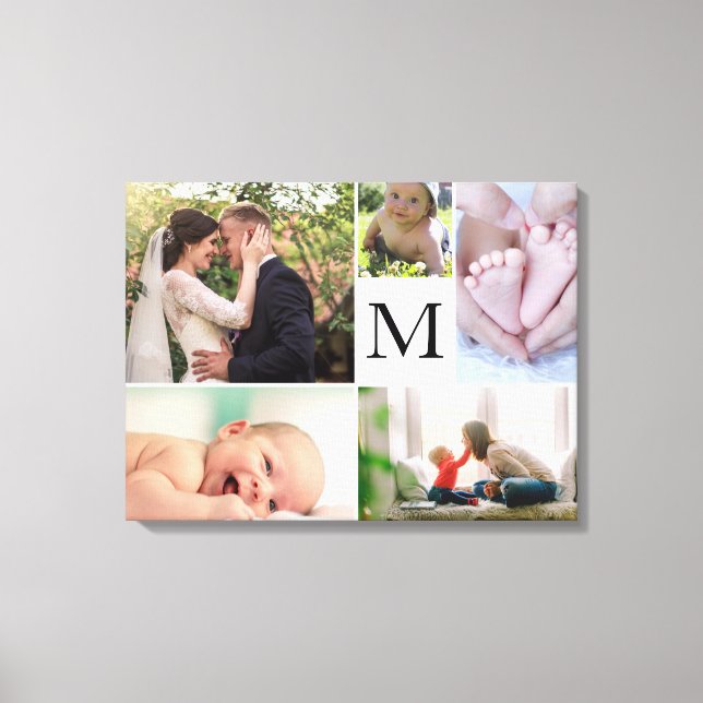 Monogram familjefärg Fotokollagegalleri Canvastryck (Framsida)
