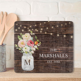 Monogram Familjenamn Blommig Masonburk Rustik