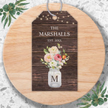 Monogram Familjenamn Blommig Masonburk Rustik