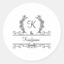 Monogram Familjenamn Skript Flourish Blad