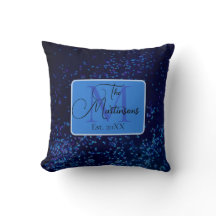 Monogram Family Namn Blue Confetti