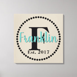 Monogram Family Namn Canvastryck
