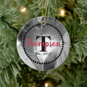 Monogram Family Namn Julgransprydnad Keramik