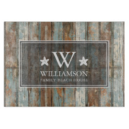 Monogram Family Namn Rustic Boho Wood Beach House